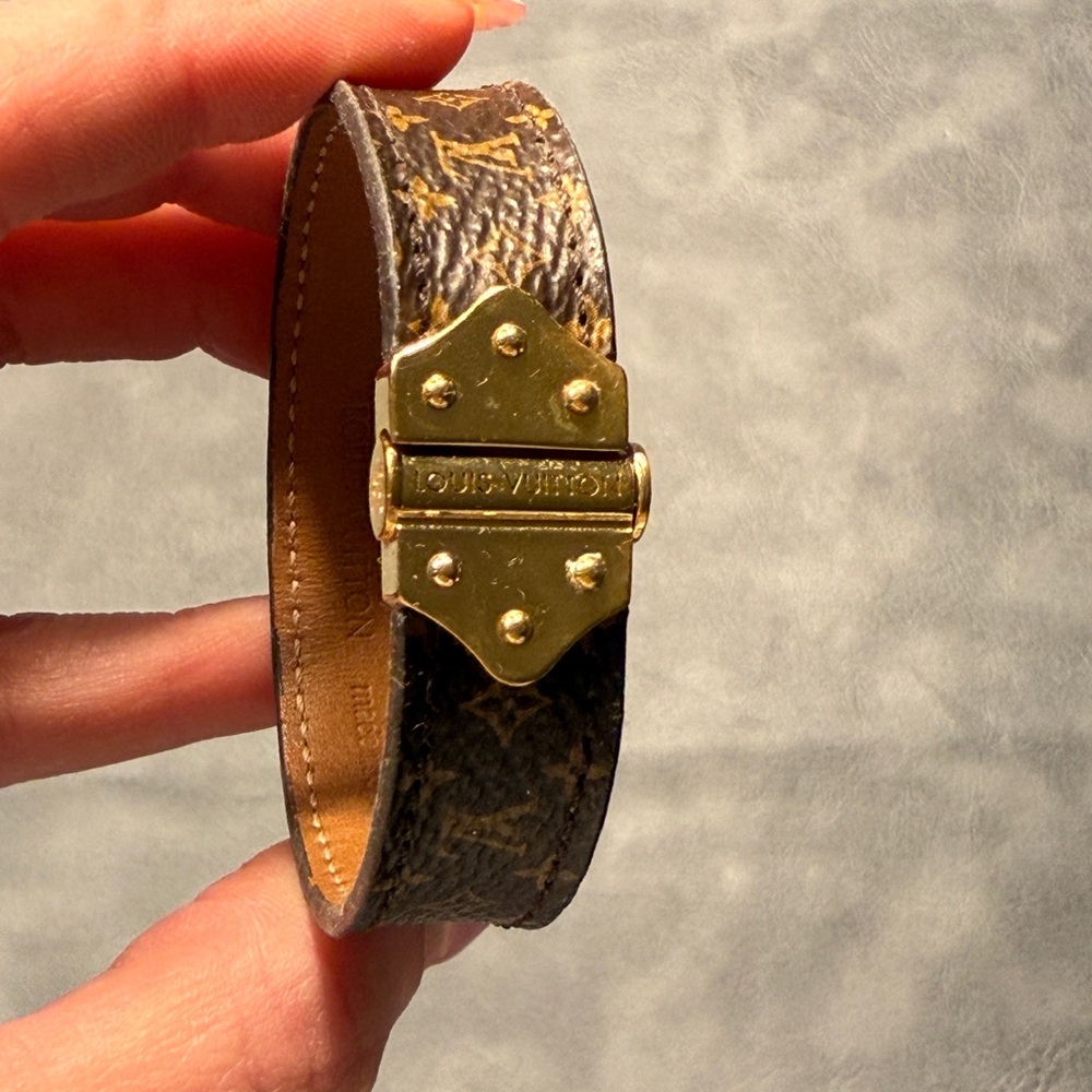 Louis Vuitton Monogram Canvas Bracelet with Gold-Tone Accents - Picture 2 of 8